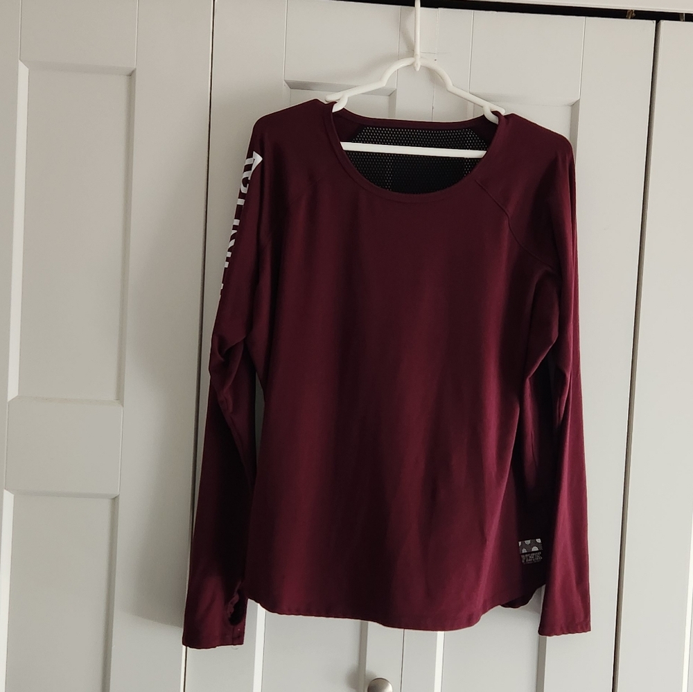 PINK Women's Long Sleeve Burgundy Top